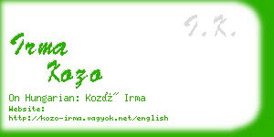 irma kozo business card